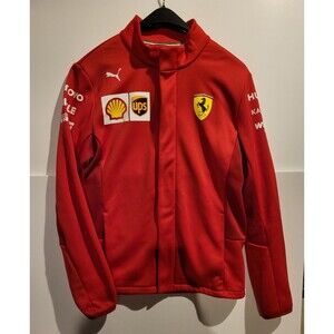 Red PUMA Scuderia Ferrari Team Softshell Racing Jacket UPS Zip Front Mens S